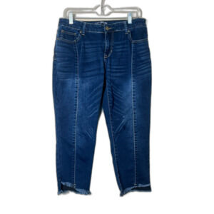 Sandpiper Dark Wash Crop Denim Jeans Distressed 10P Petite Frayed Hem